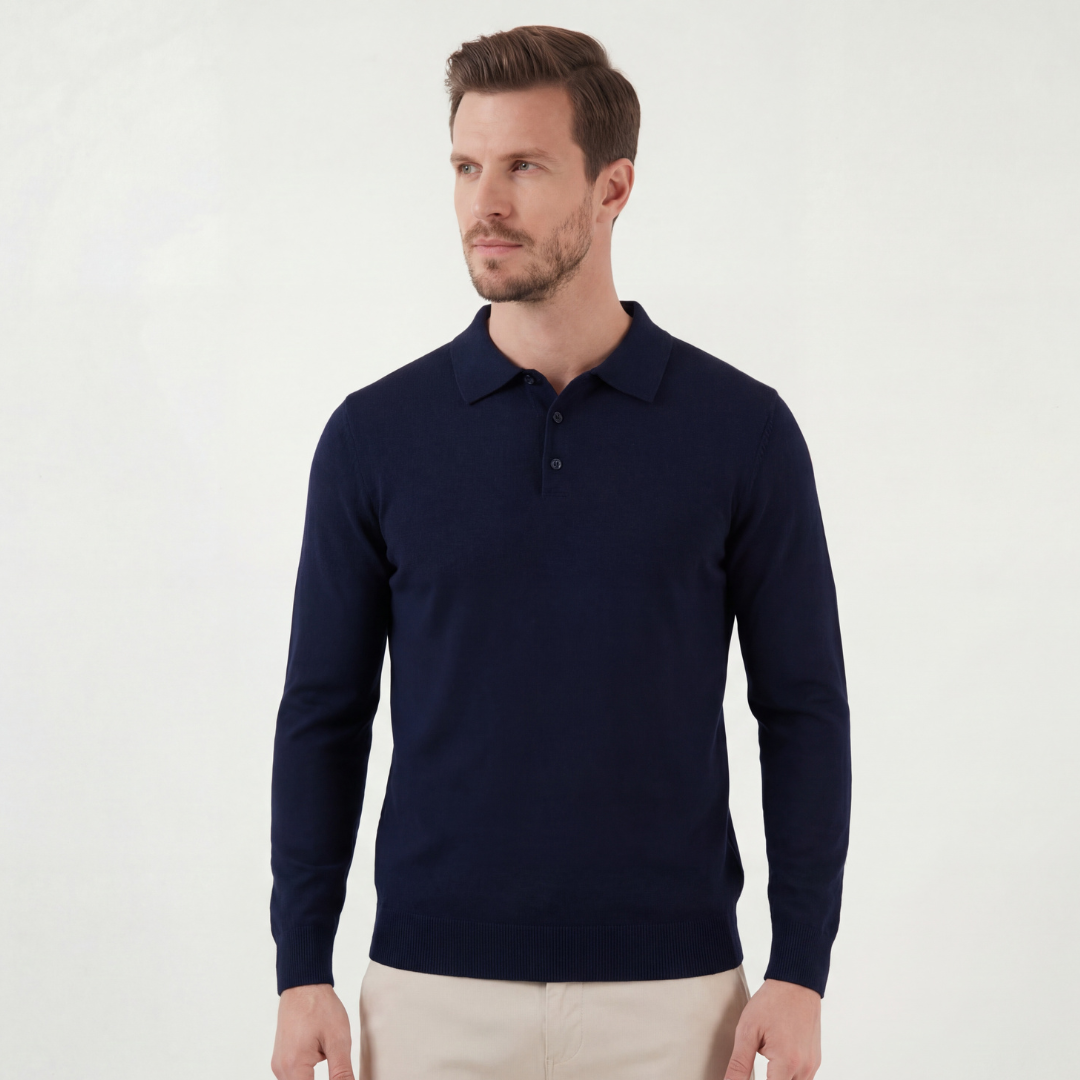 Men's Blue Cotton Classic Polo Shirt for Casual Wear