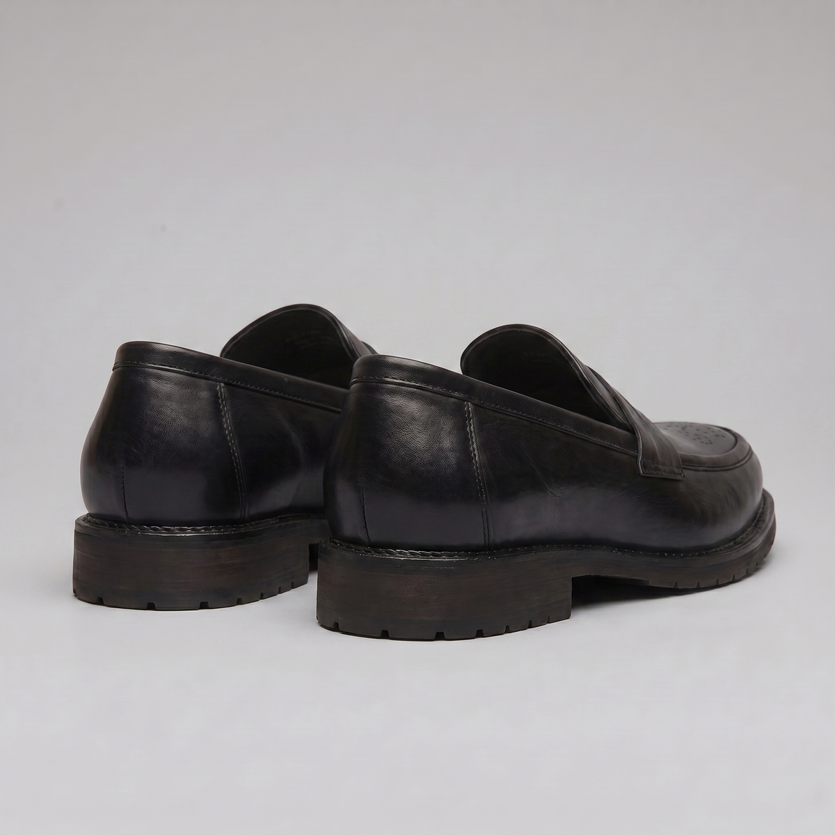 Men's Brogue Penny Loafers - Leather Casual Dress Shoes for Everyday Wear