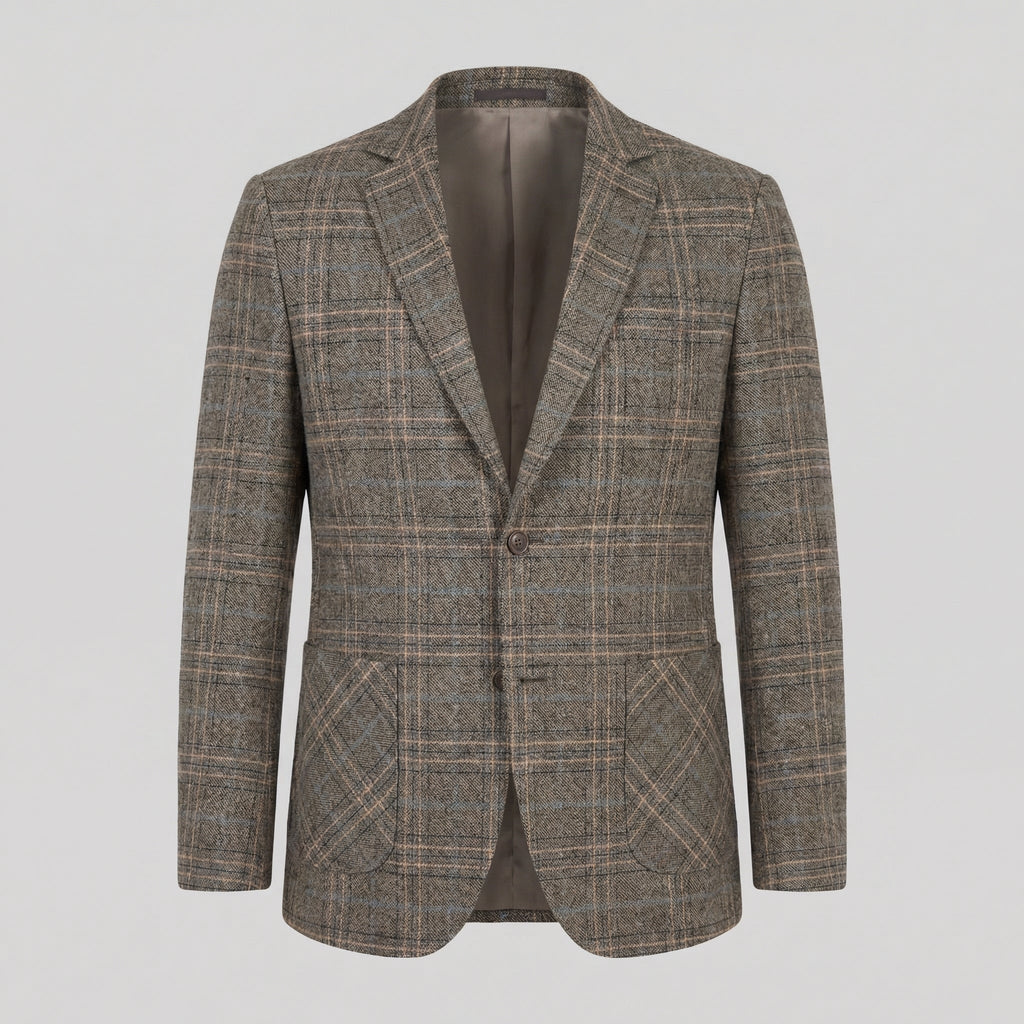 Men's Checked Blazer Jacket - Lightweight Fabric - Smart Casual Wear