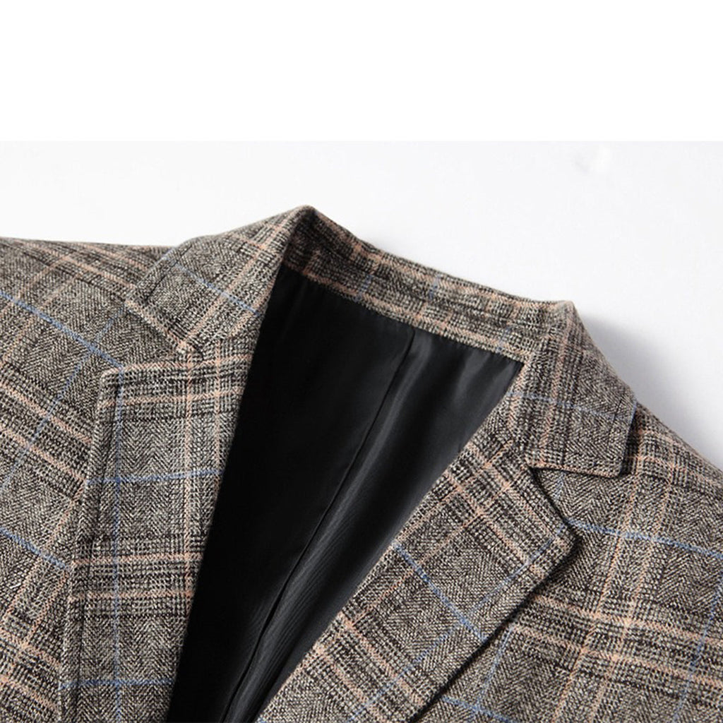 Men's Checked Blazer Jacket - Lightweight Fabric - Smart Casual Wear
