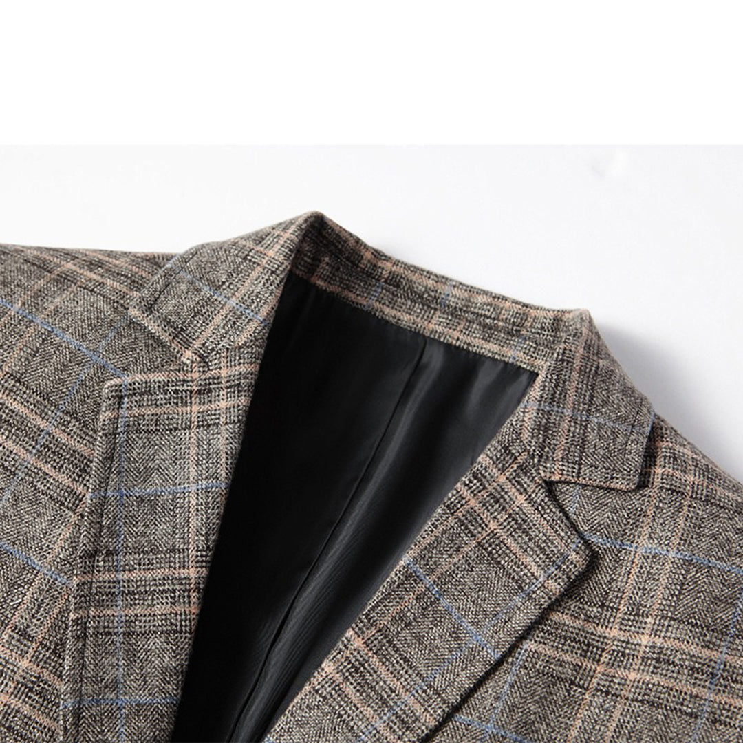 Men's Checked Blazer Jacket - Lightweight Fabric - Smart Casual Wear