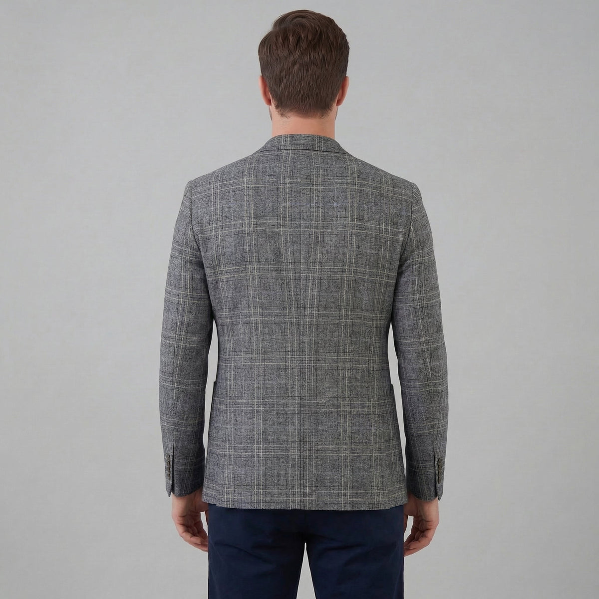 Men's Checked Blazer Jacket - Lightweight Fabric - Smart Casual Wear