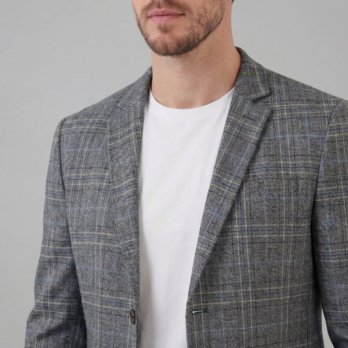 Men's Checked Blazer Jacket - Lightweight Fabric - Smart Casual Wear