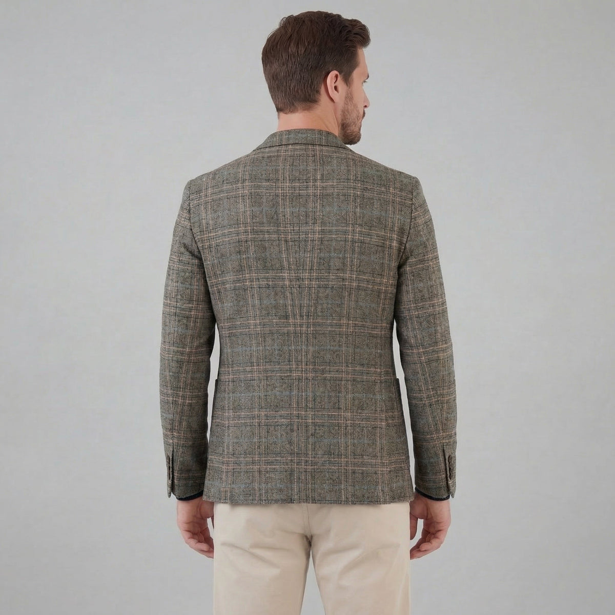 Men's Checked Blazer Jacket - Lightweight Fabric - Smart Casual Wear