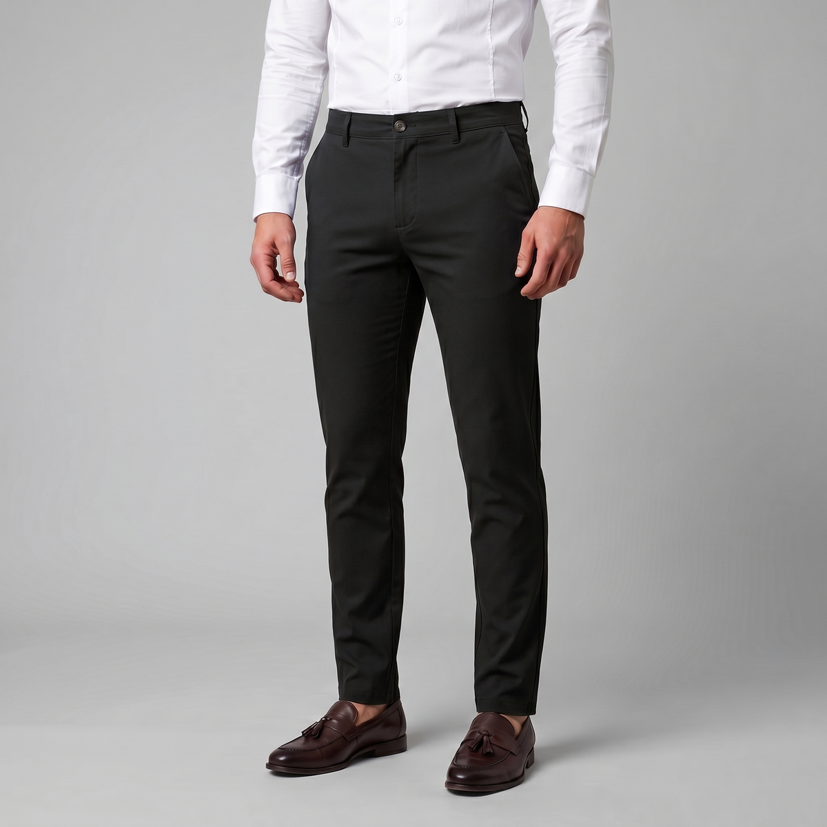 Men's Chino Trousers - Straight Leg, Cotton Blend, Casual Wear