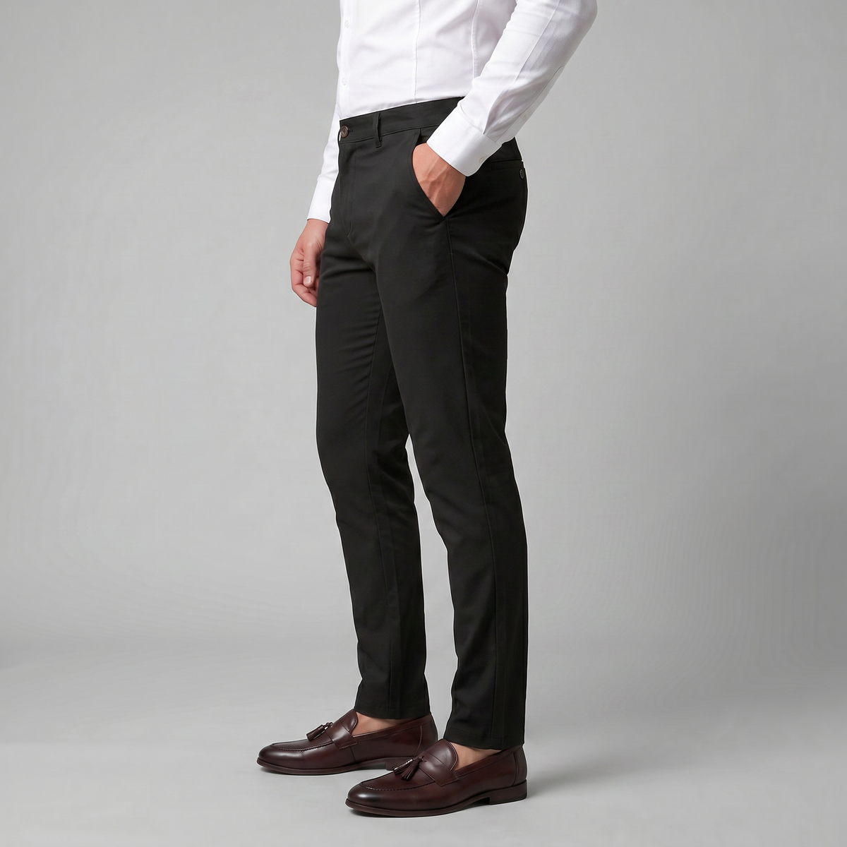 Men's Chino Trousers - Straight Leg, Cotton Blend, Casual Wear