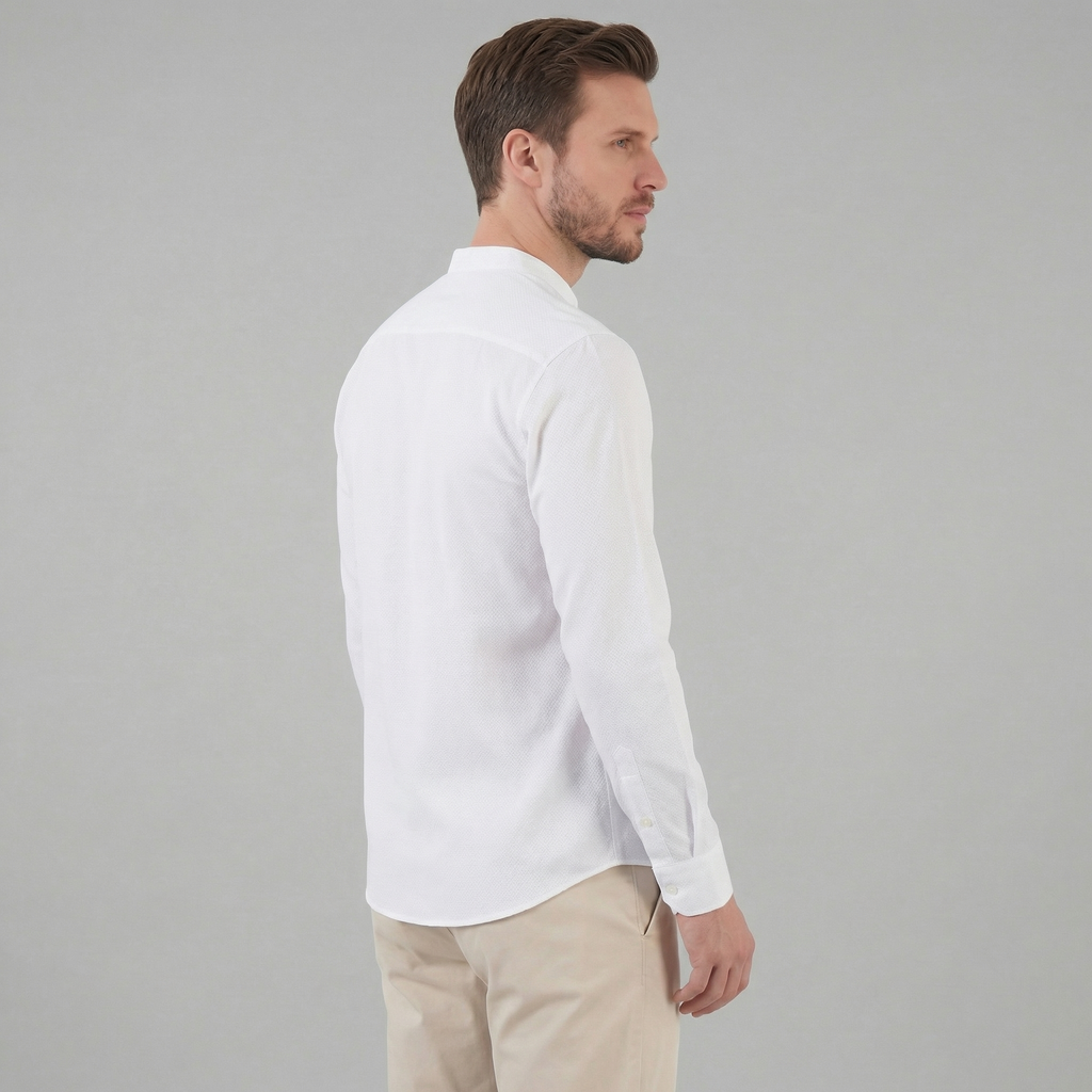 Men's Cotton Henley Collar Dress Shirt for Casual and Formal Wear