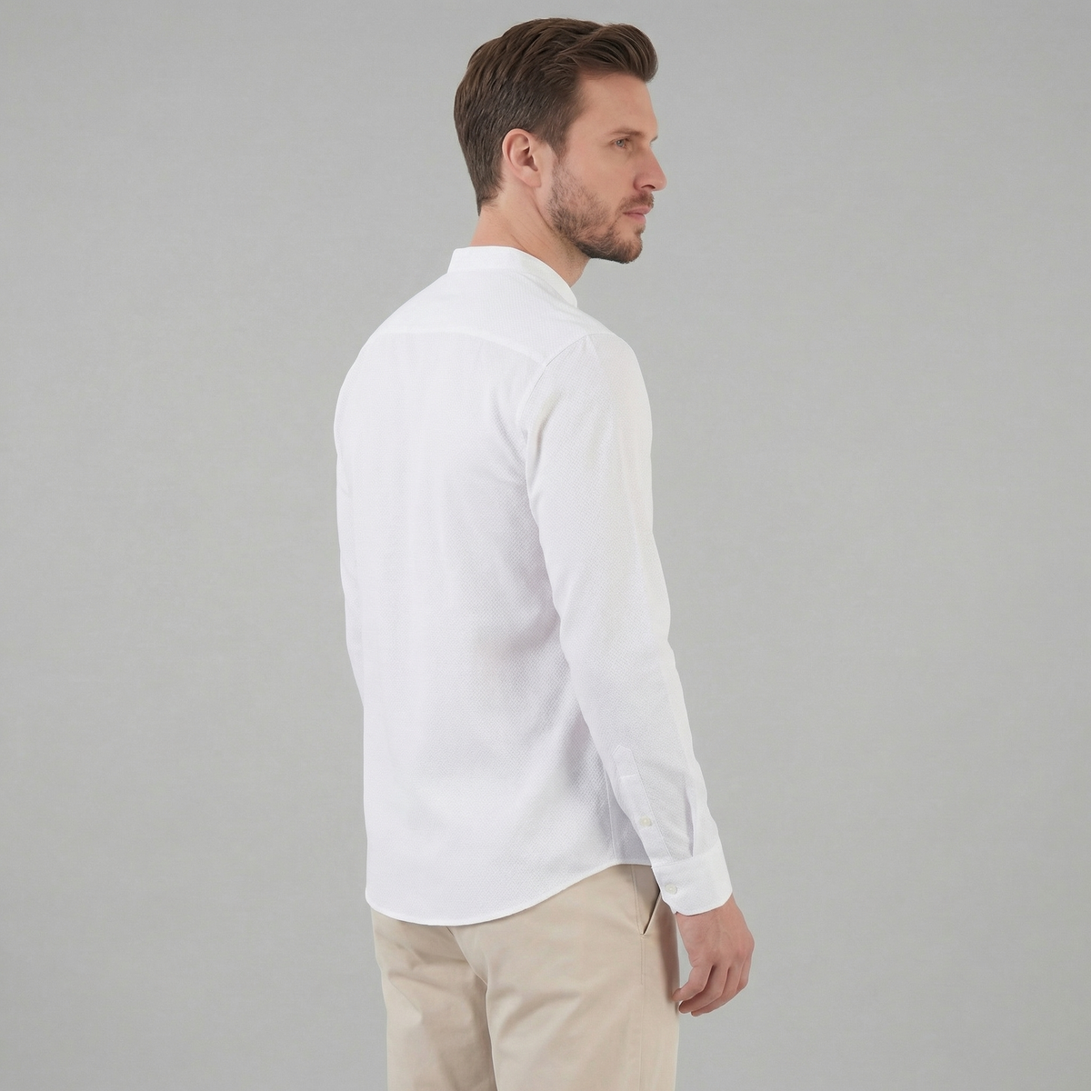 Men's Cotton Henley Collar Dress Shirt for Casual and Formal Wear