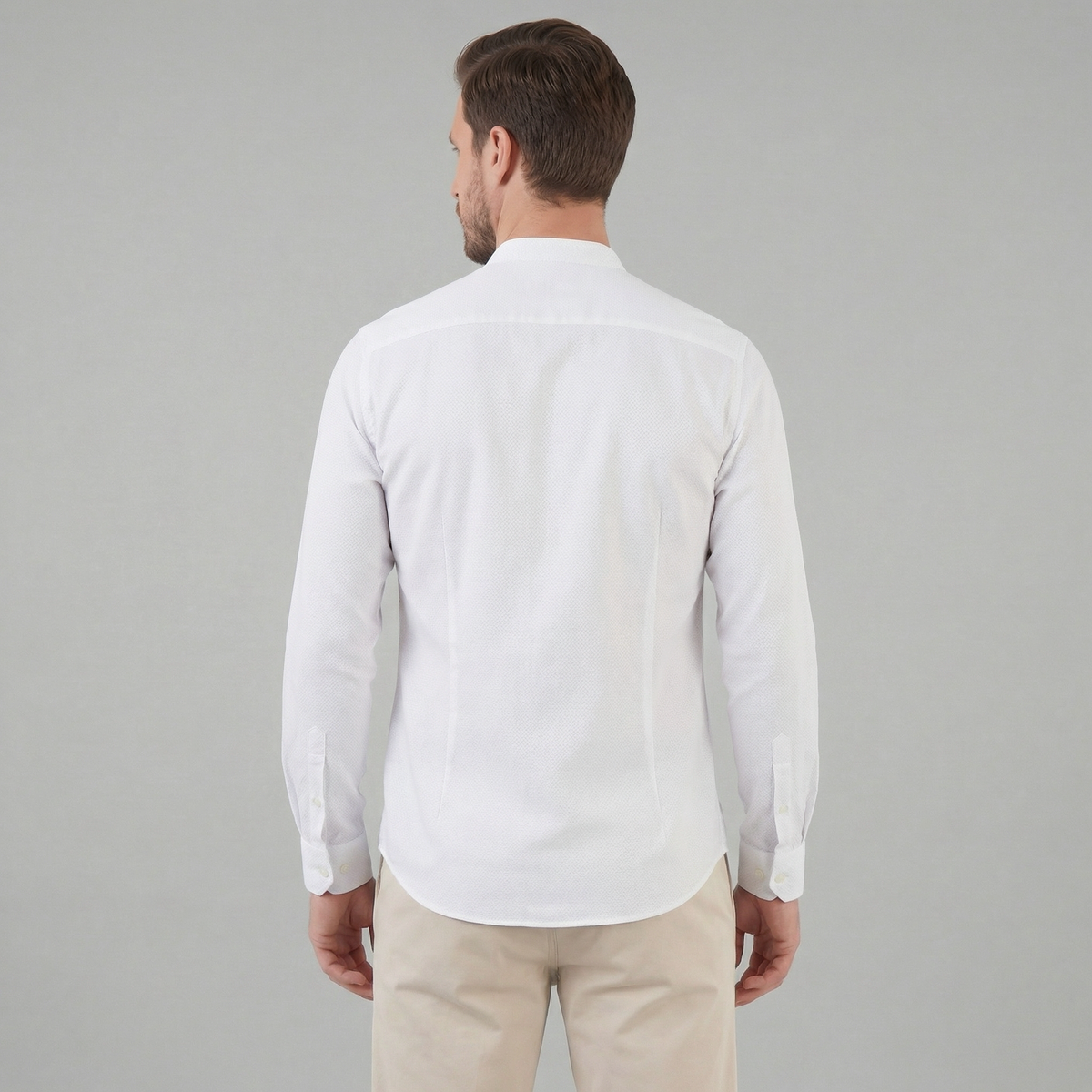Men's Cotton Henley Collar Dress Shirt for Casual and Formal Wear
