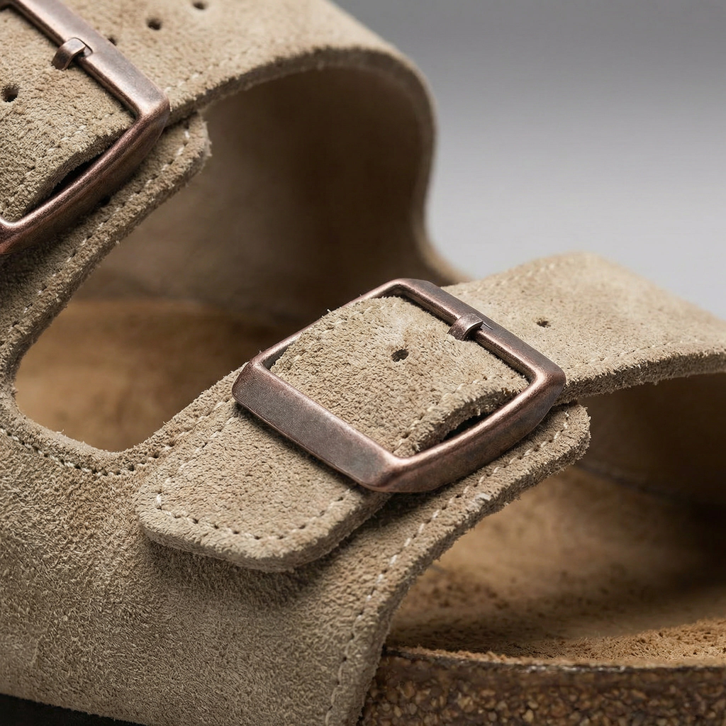 Men's Double-Buckle Leather Sandals for Casual Summer Wear