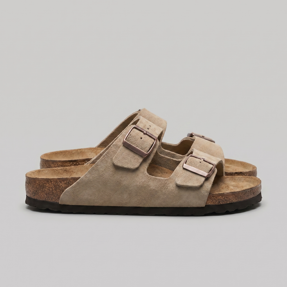 Men's Double-Buckle Leather Sandals for Casual Summer Wear