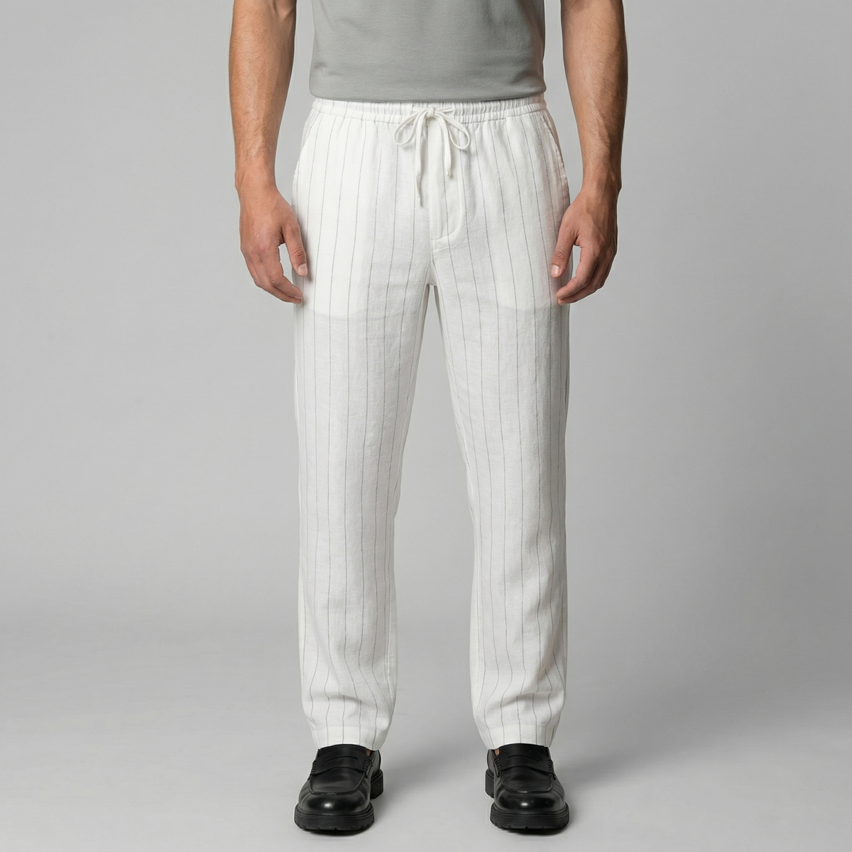 Men's Drawstring Waist Trousers - Comfortable Casual Pants for Everyday Wear