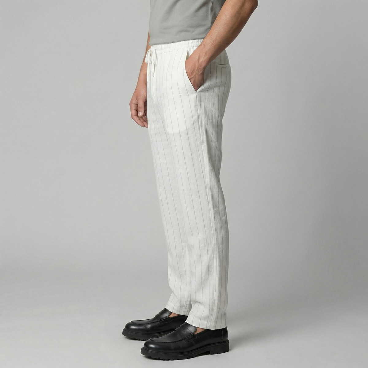 Men's Drawstring Waist Trousers - Comfortable Casual Pants for Everyday Wear