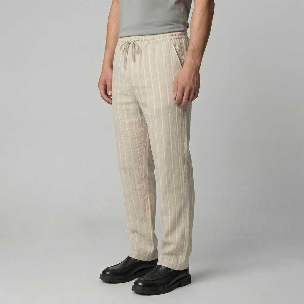 Men's Drawstring Waist Trousers - Comfortable Casual Pants for Everyday Wear