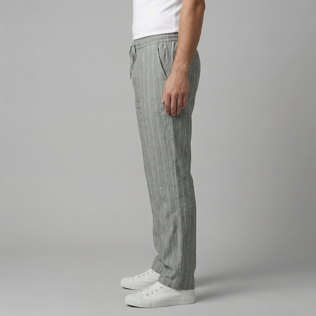 Men's Drawstring Waist Trousers - Comfortable Casual Pants for Everyday Wear
