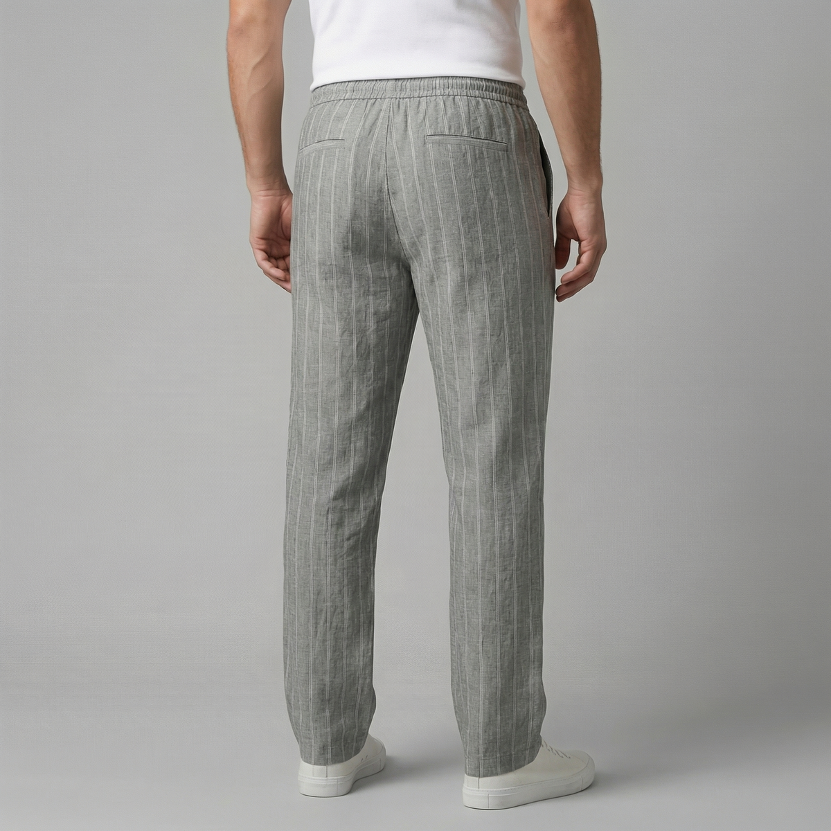 Men's Drawstring Waist Trousers - Comfortable Casual Pants for Everyday Wear