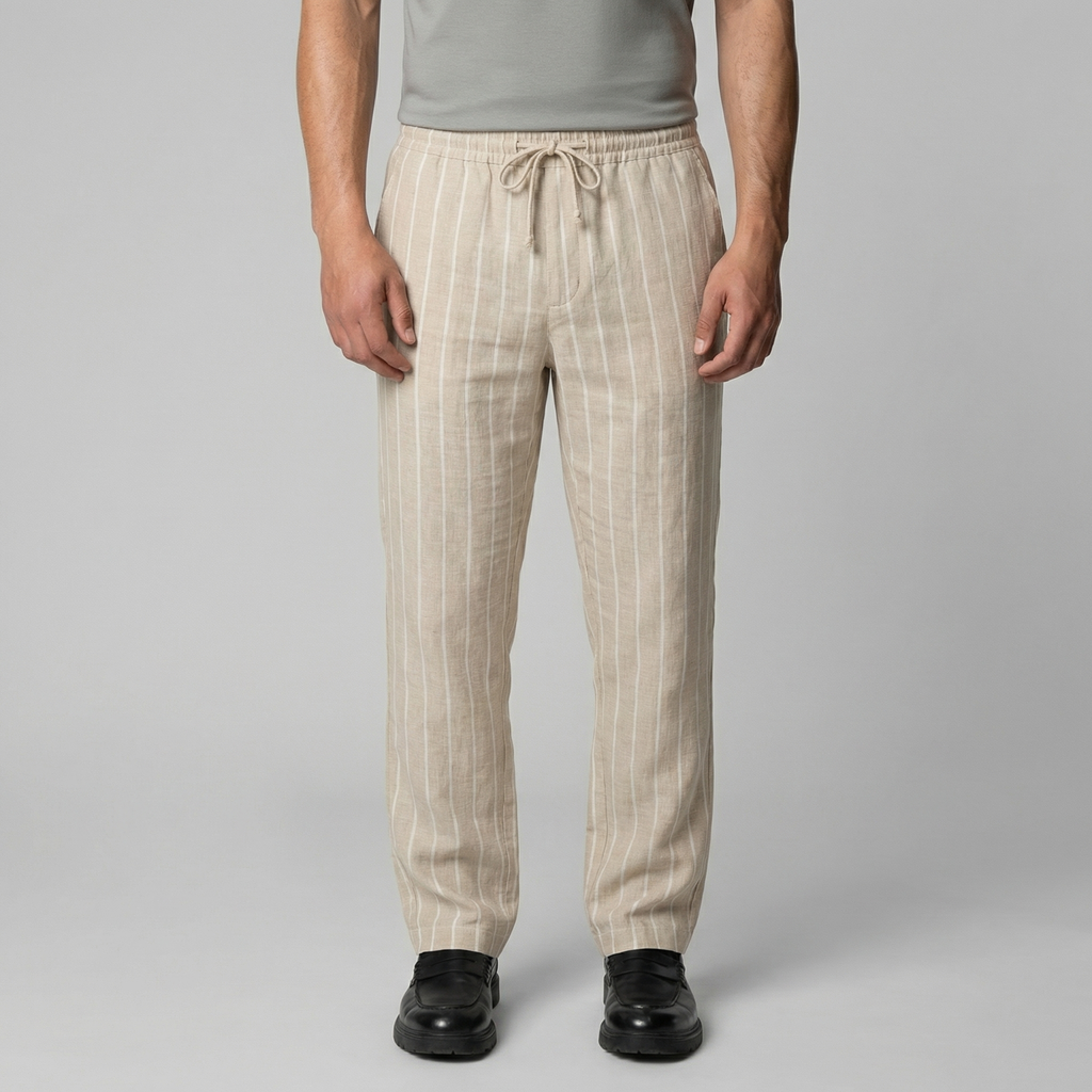 Men's Drawstring Waist Trousers - Comfortable Casual Pants for Everyday Wear