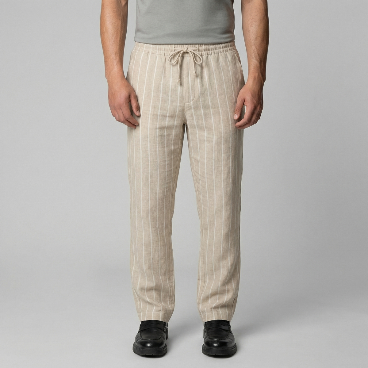 Men's Drawstring Waist Trousers - Comfortable Casual Pants for Everyday Wear