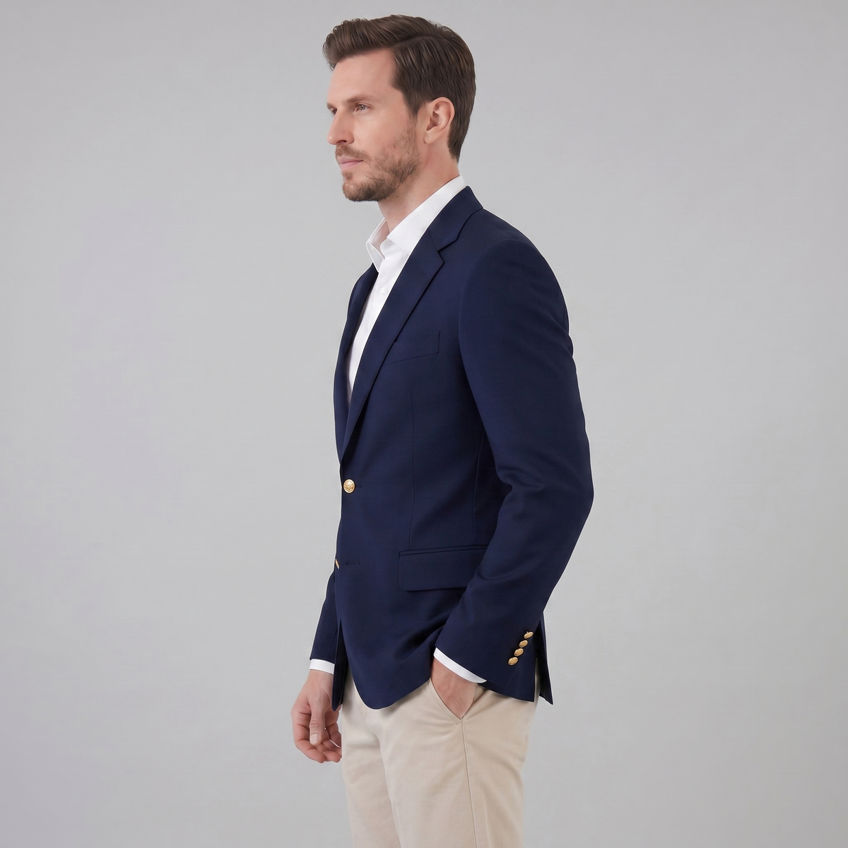Men's Grey Tailored Blazer Jacket - Formal Wear for Business and Events