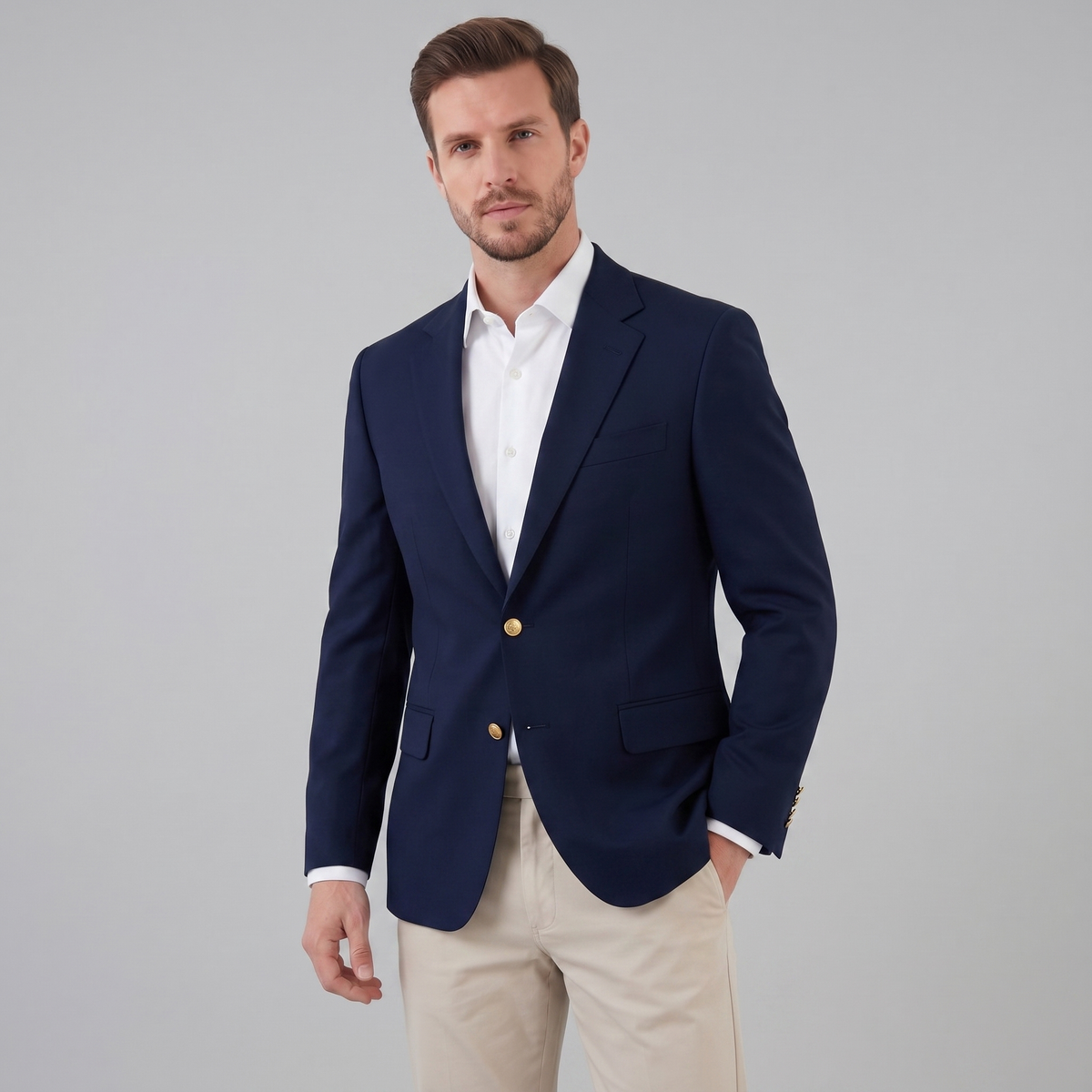 Men's Grey Tailored Blazer Jacket - Formal Wear for Business and Events