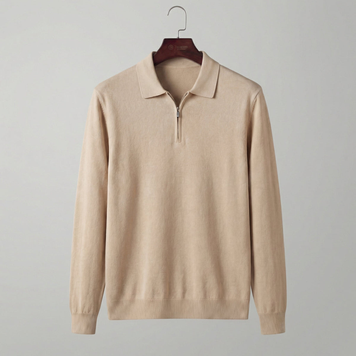 Men's Half Zip Polo Shirt - Lightweight Cotton Blend - Casual Wear - Various Colors