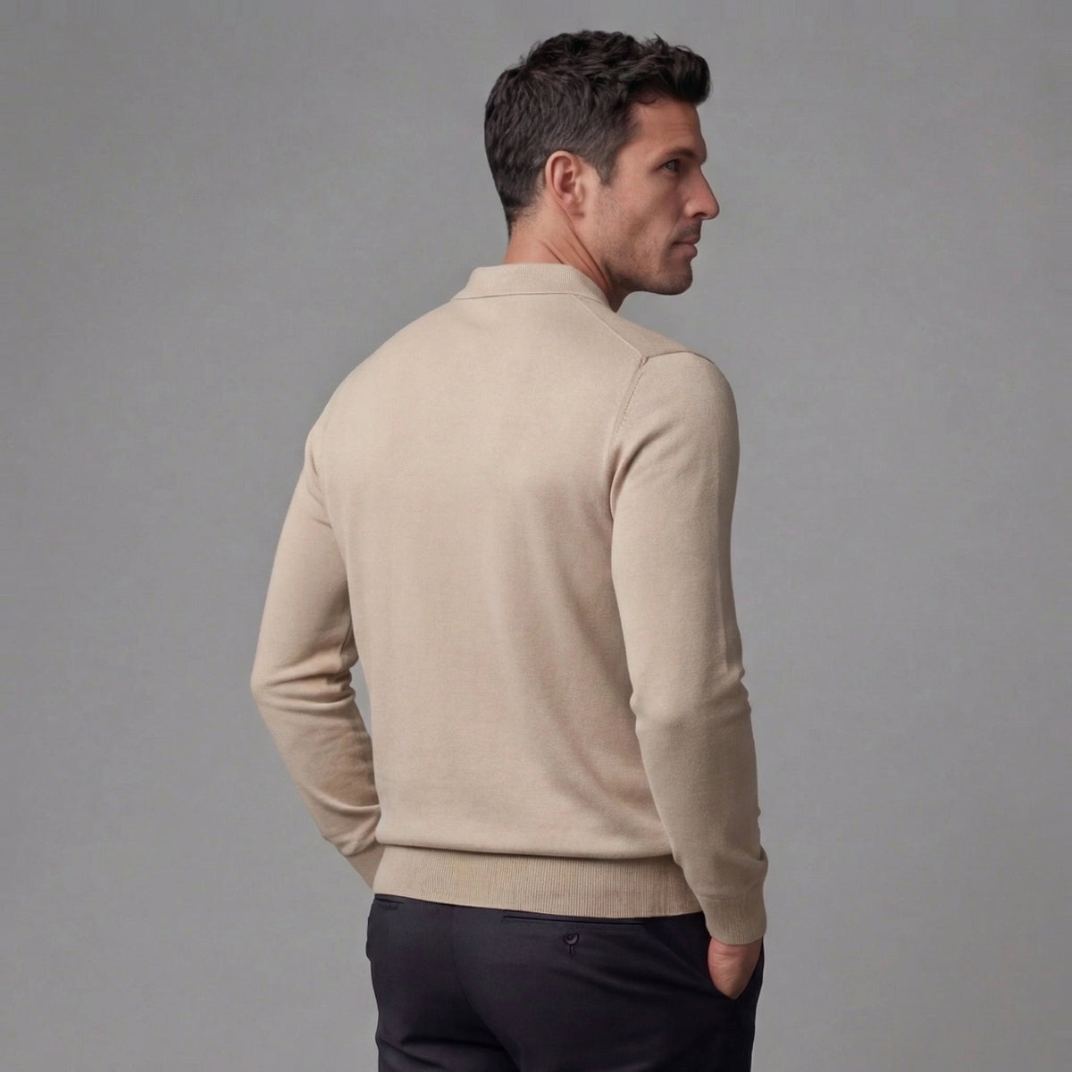 Men's Half Zip Polo Shirt - Lightweight Cotton Blend - Casual Wear - Various Colors