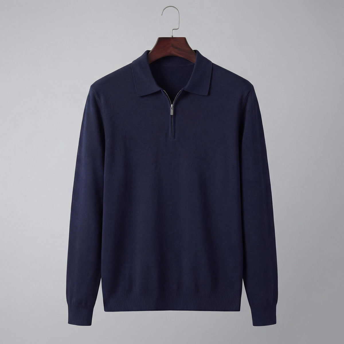 Men's Half Zip Polo Shirt - Lightweight Cotton Blend - Casual Wear - Various Colors
