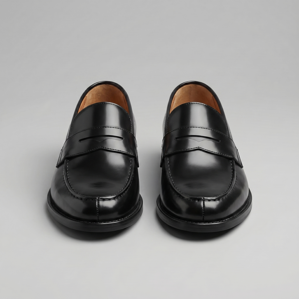 Men's Leather Penny Loafers - Classic Slip-On Dress Shoes for Casual or Formal Wear