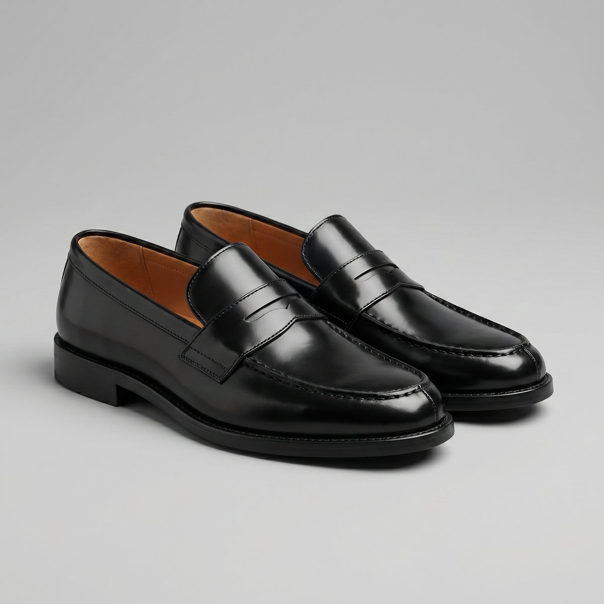 Men's Leather Penny Loafers - Classic Slip-On Dress Shoes for Casual or Formal Wear