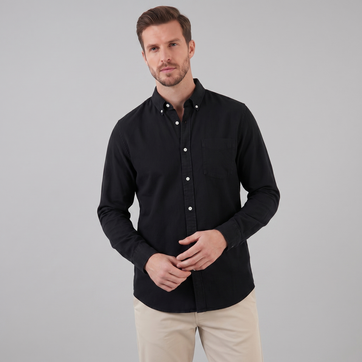 Men's Long Sleeve Cotton Dress Shirt for Casual or Formal Wear