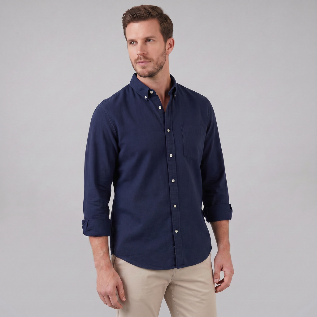 Men's Long Sleeve Cotton Dress Shirt for Casual or Formal Wear