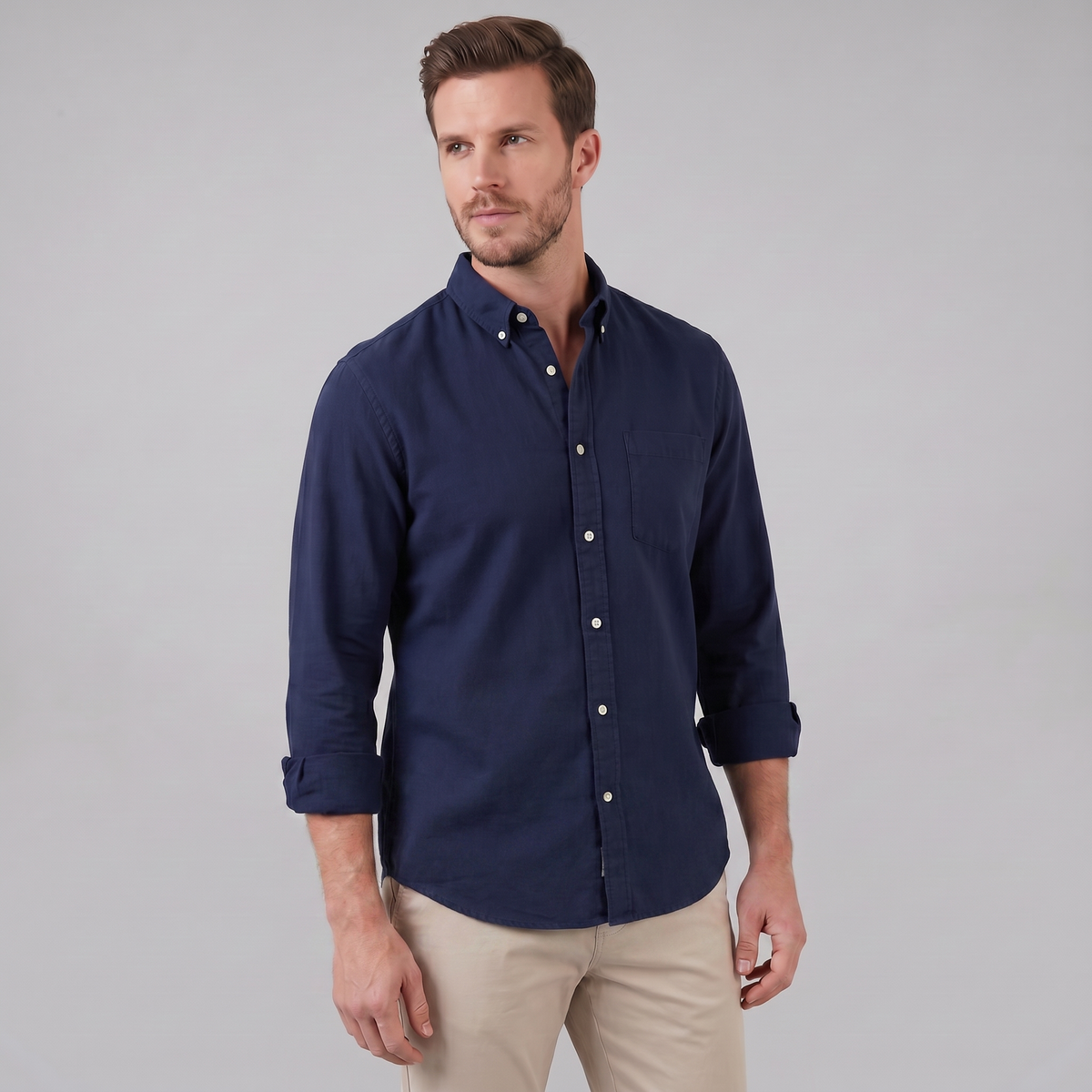 Men's Long Sleeve Cotton Dress Shirt for Casual or Formal Wear