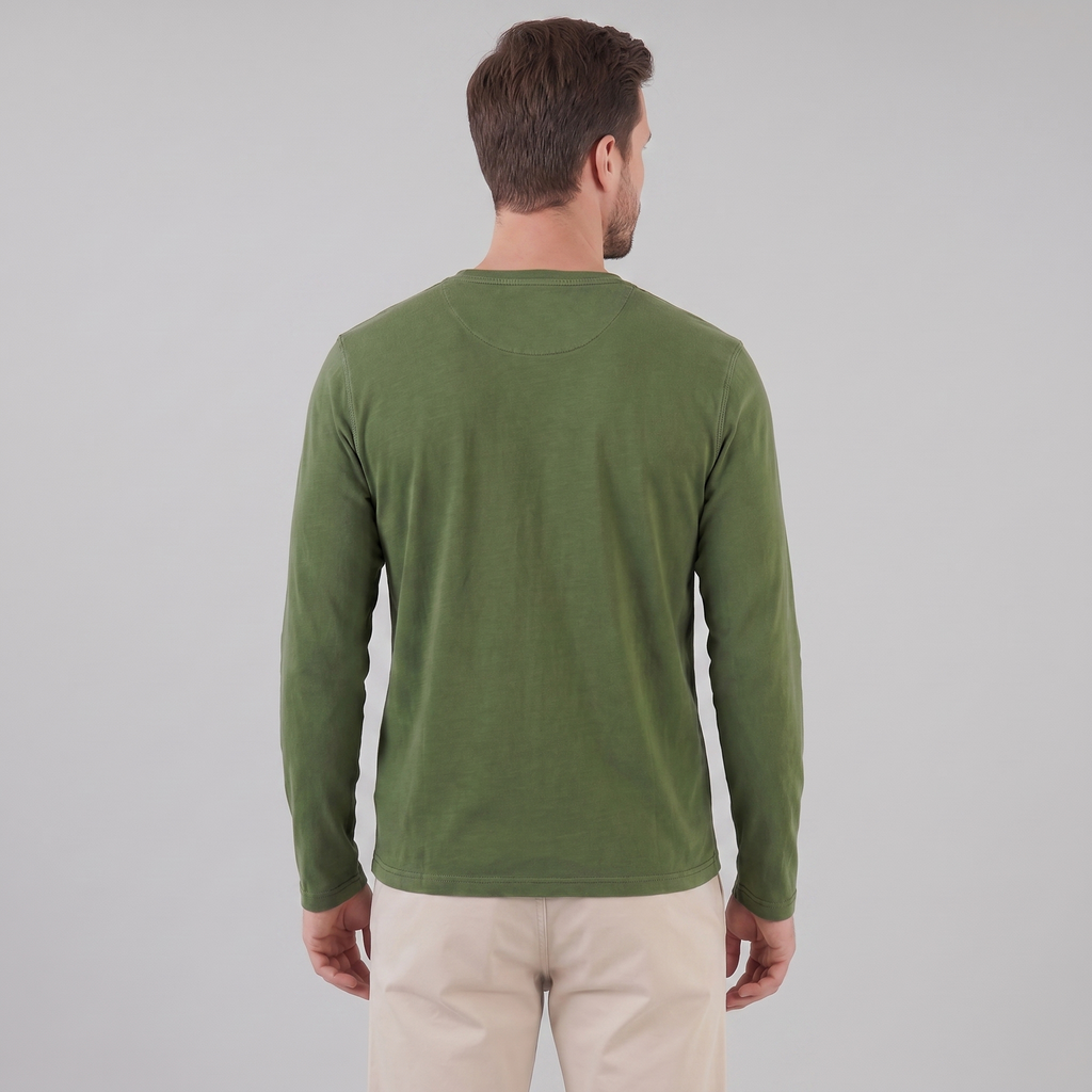 Men's Long Sleeve Cotton Henley Shirt for Casual Wear