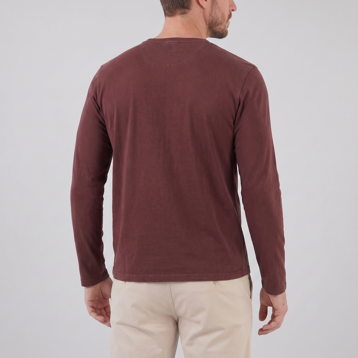 Men's Long Sleeve Cotton Henley Shirt for Casual Wear