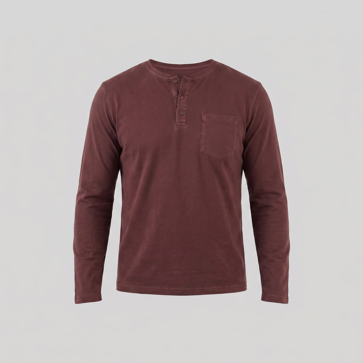 Men's Long Sleeve Cotton Henley Shirt for Casual Wear