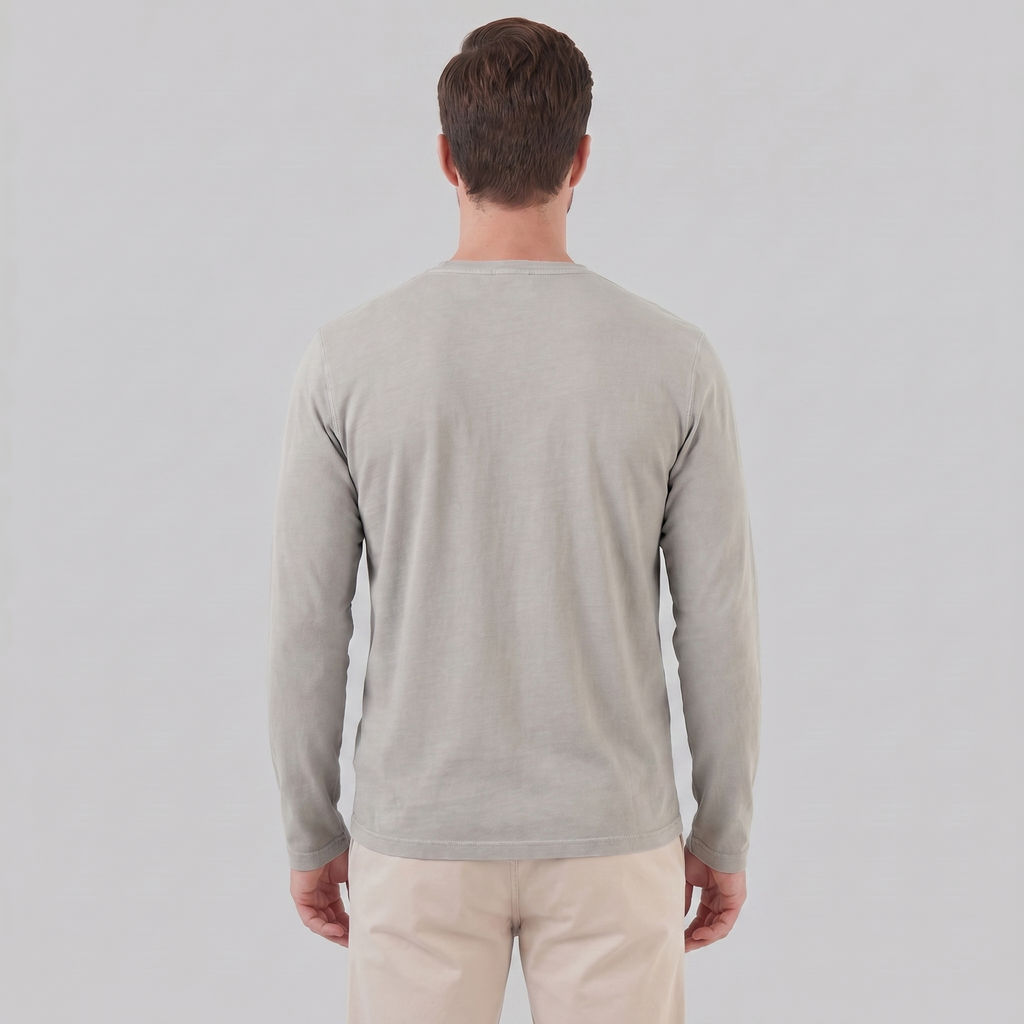 Men's Long Sleeve Cotton Henley Shirt for Casual Wear