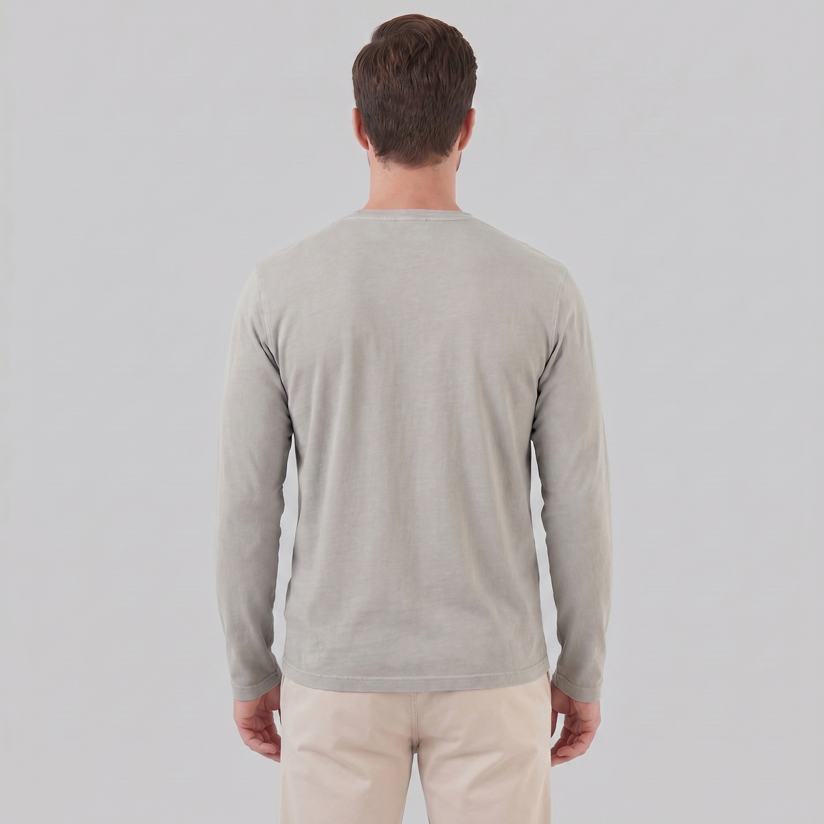 Men's Long Sleeve Cotton Henley Shirt for Casual Wear