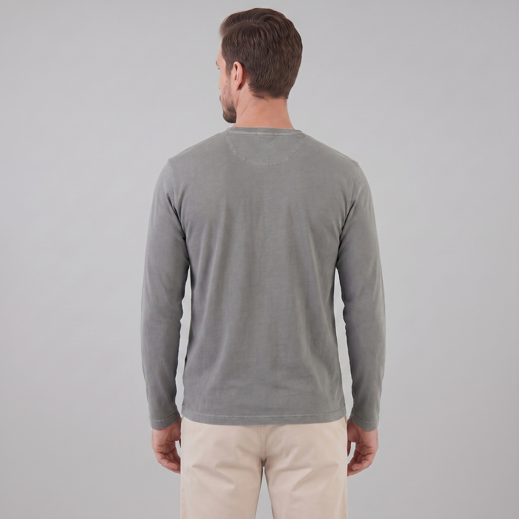 Men's Long Sleeve Cotton Henley Shirt for Casual Wear