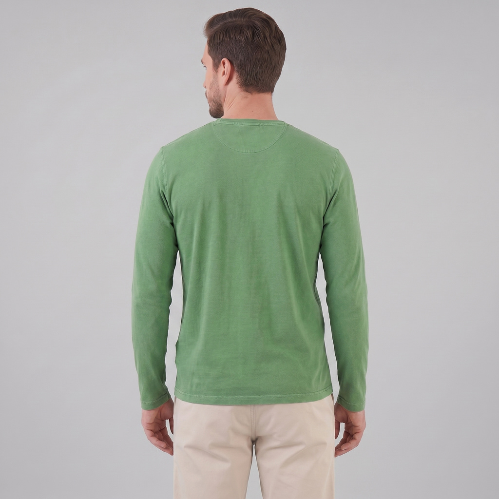 Men's Long Sleeve Cotton Henley Shirt for Casual Wear