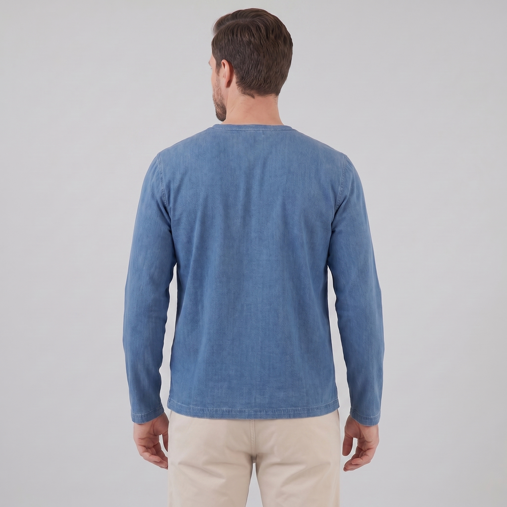 Men's Long Sleeve Cotton Henley Shirt for Casual Wear