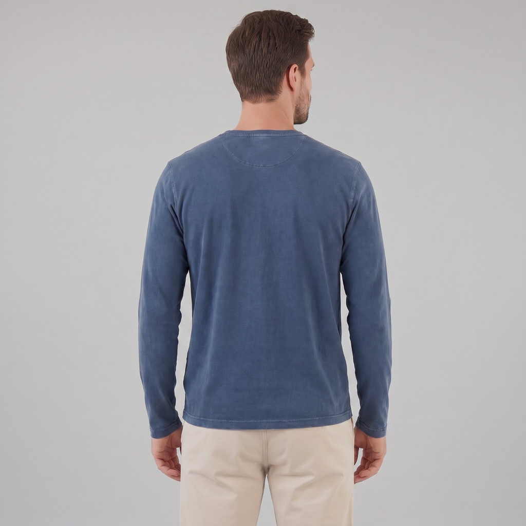 Men's Long Sleeve Cotton Henley Shirt for Casual Wear