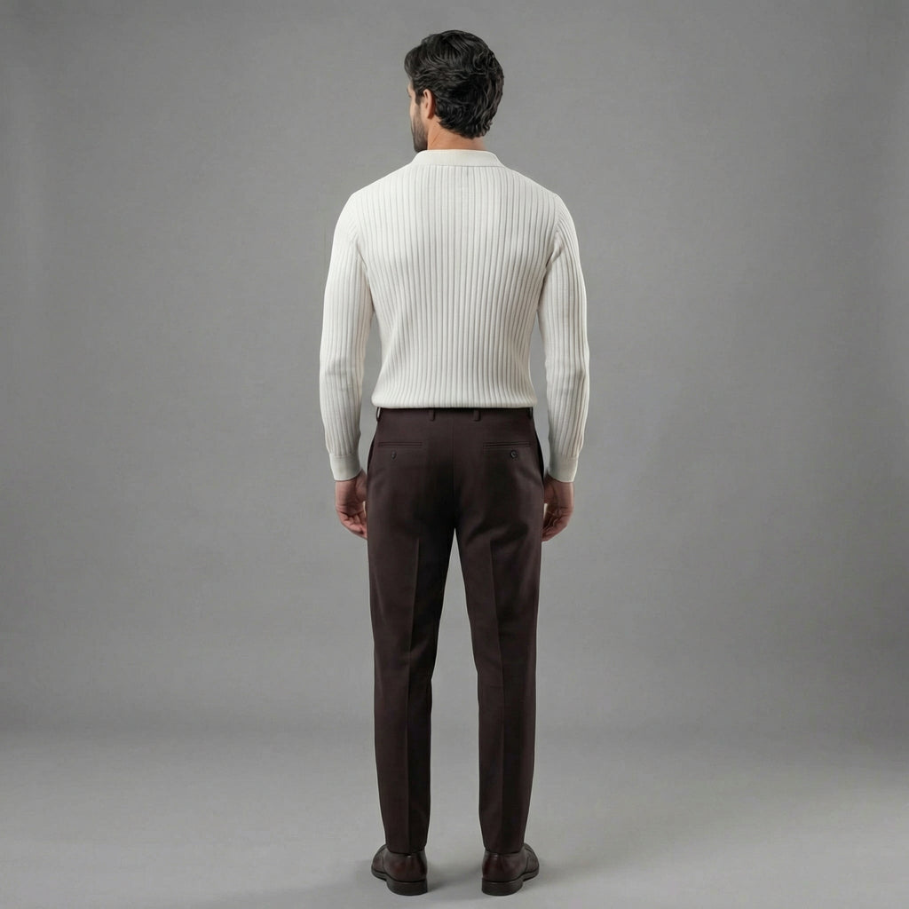 Men's Long Sleeve Zipper Polo Sweater - Comfortable Knit for Casual Wear