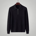 Men's Long Sleeve Zipper Polo Sweater - Comfortable Knit for Casual Wear