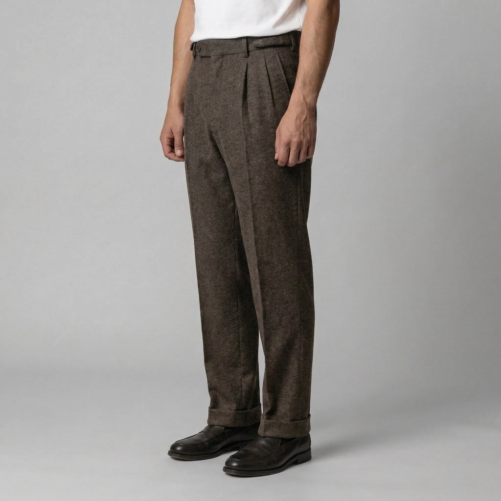Men's Pleated Trousers with Side Adjuster - Elegant Formal Pants for Events
