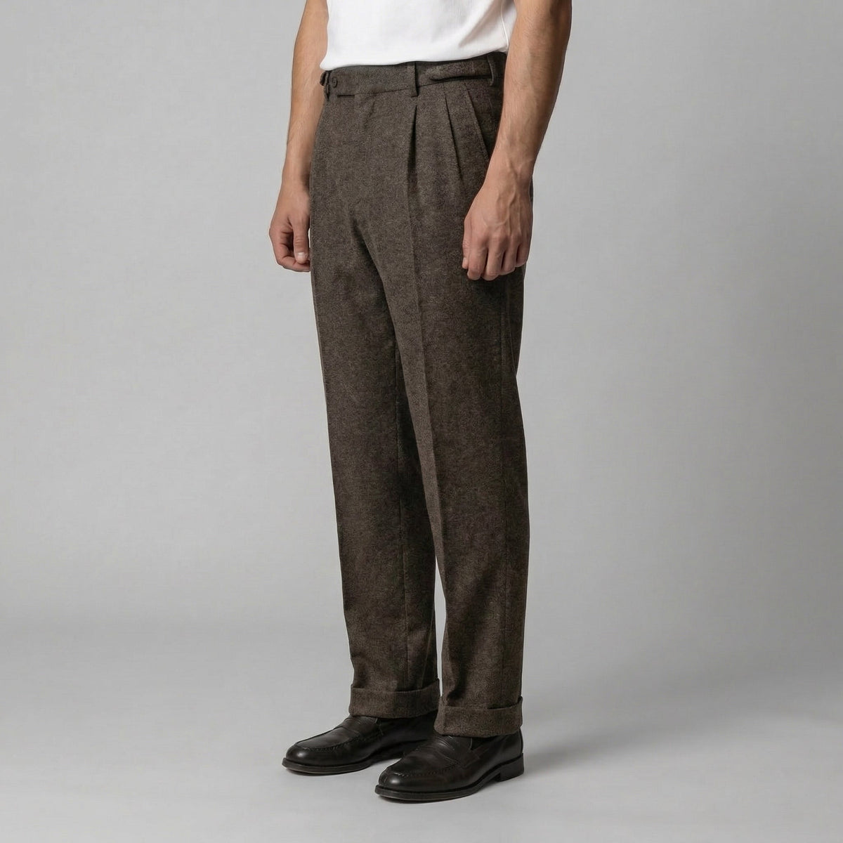 Men's Pleated Trousers with Side Adjuster - Elegant Formal Pants for Events