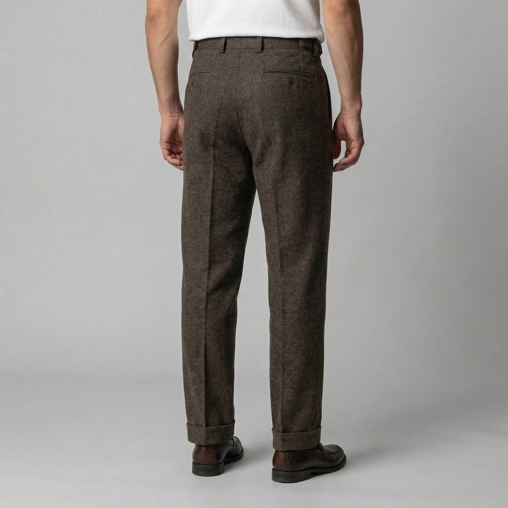 Men's Pleated Trousers with Side Adjuster - Elegant Formal Pants for Events