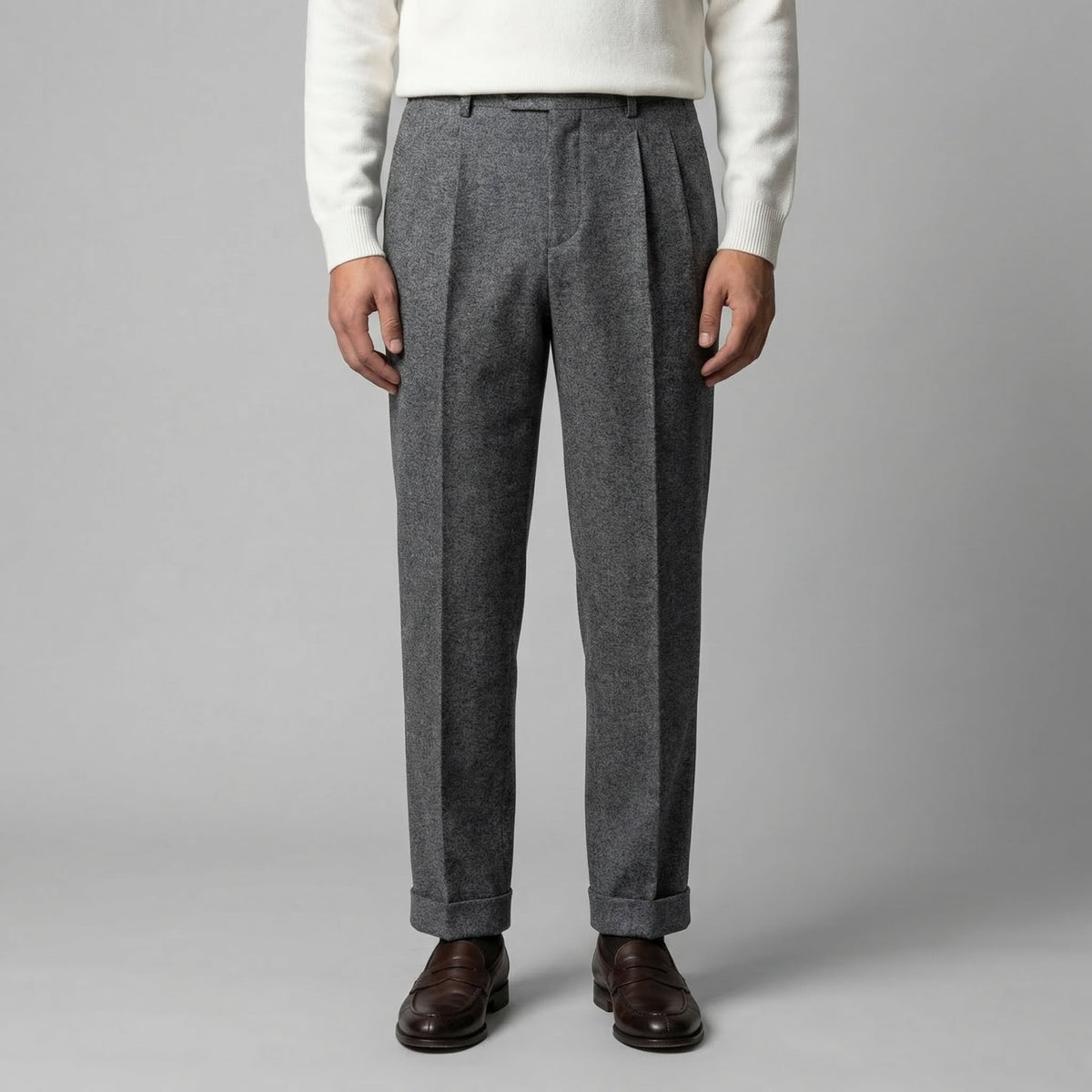 Men's Pleated Trousers with Side Adjuster - Elegant Formal Pants for Events