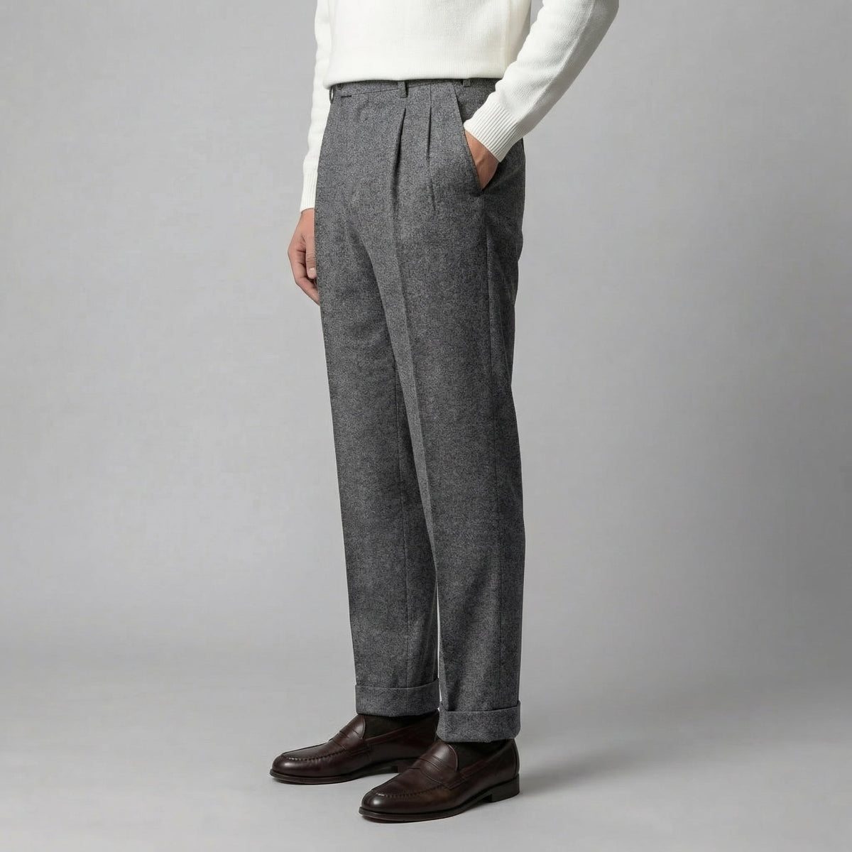 Men's Pleated Trousers with Side Adjuster - Elegant Formal Pants for Events