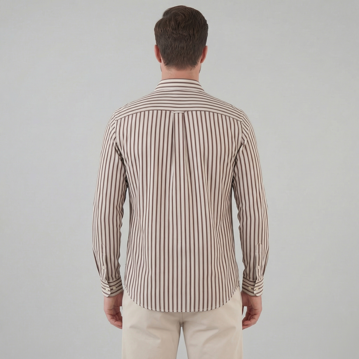 Men's Striped Cotton Dress Shirt - Tailored Fit for Business Casual Wear
