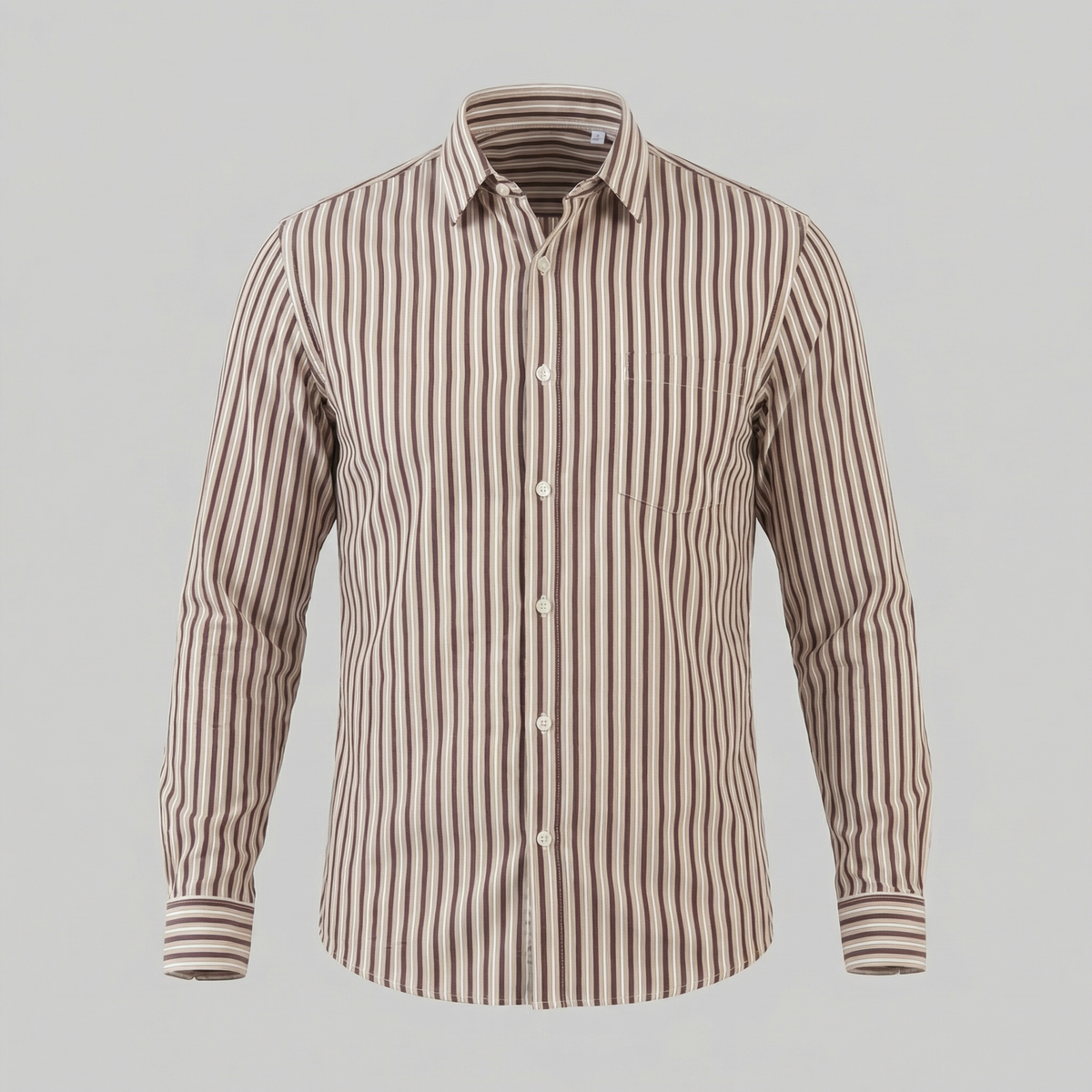 Men's Striped Cotton Dress Shirt - Tailored Fit for Business Casual Wear